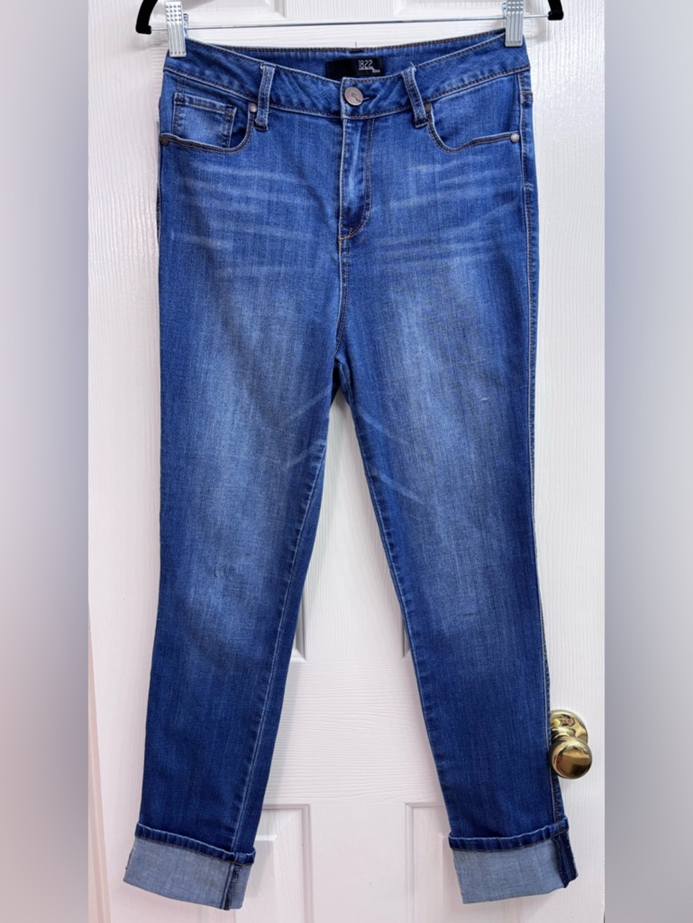 1822 Denim Skinny Jeans Women's Mid Rise Crop Medium Wash Stretch